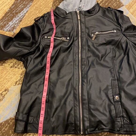 Jou Jou Juniors Hooded Faux-Leather XXL Black NWT - Picture 12 of 16